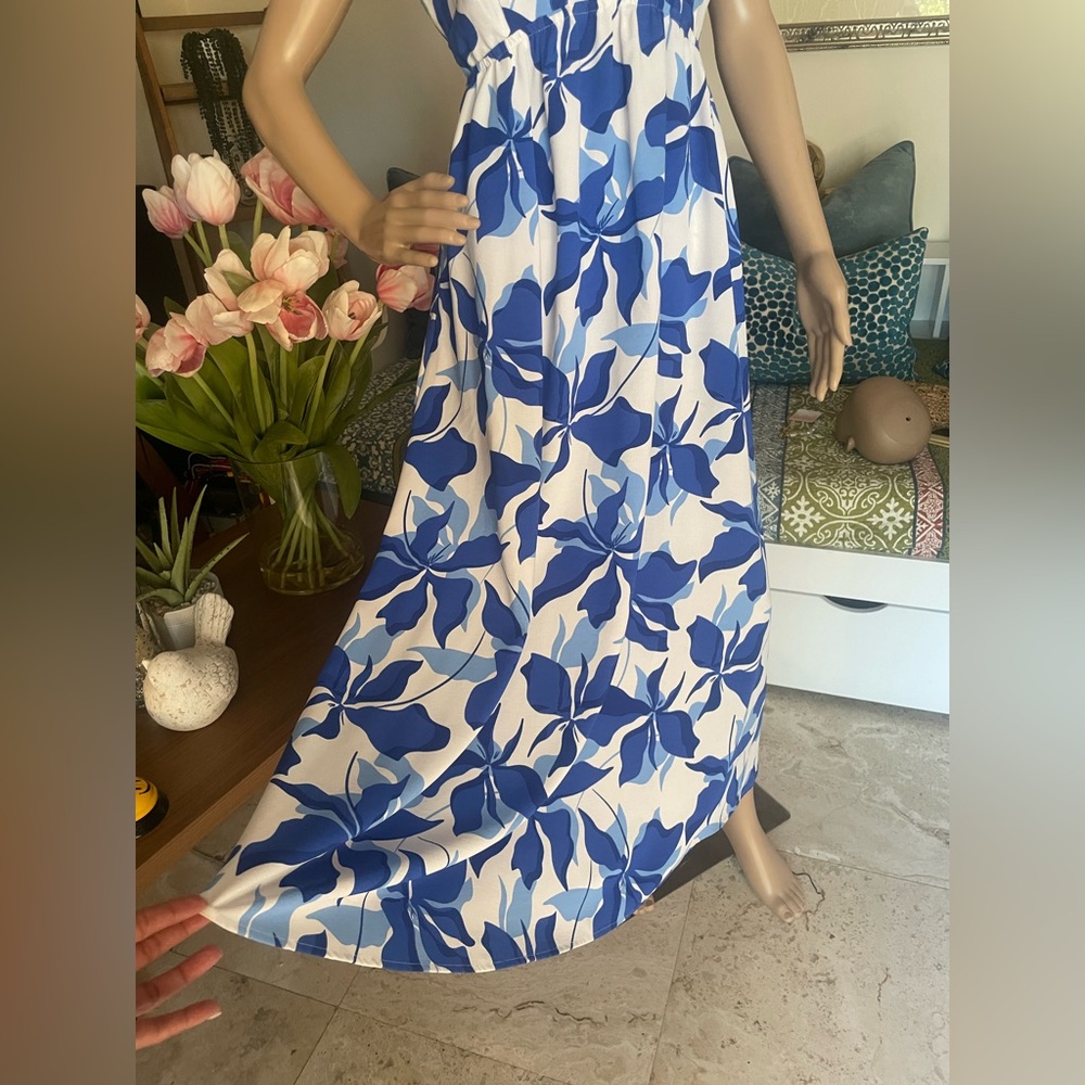 A New Day Blue Floral Maxi Dress - Size S (Fits M)